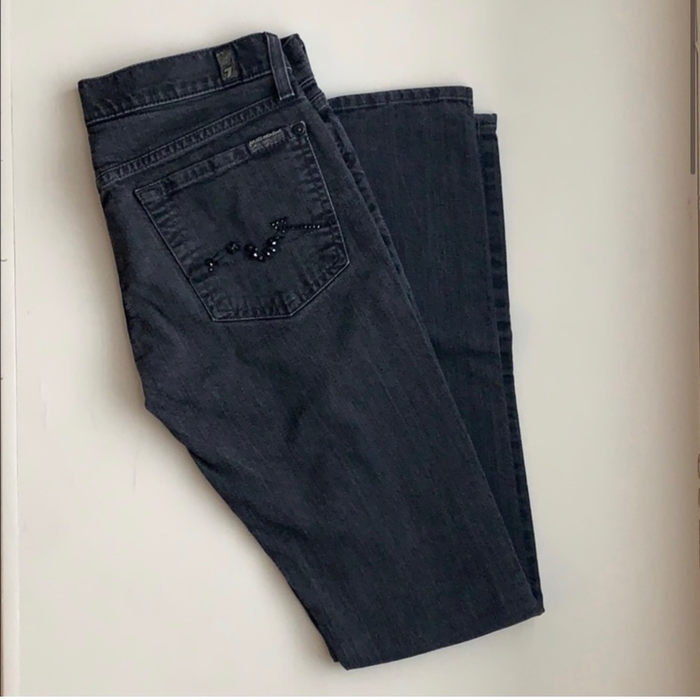 7 For All Mankind Roxanne Black Denim Skinny Jeans